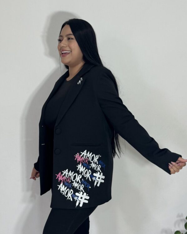 Blazer negro con apliques #Amor