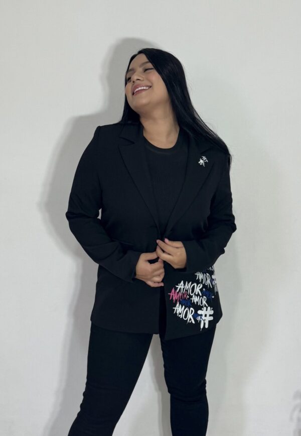 Blazer negro con apliques #Amor - Image 3